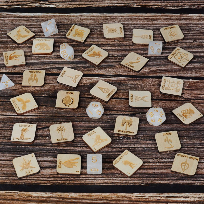 CZYY D&D Tabletop Game Tokens Fantasy RPG Hero and Monster Token Set of 112 Pieces Perfect for Dungeons & Dragons and Pathfinder (Wooden) - Image 3